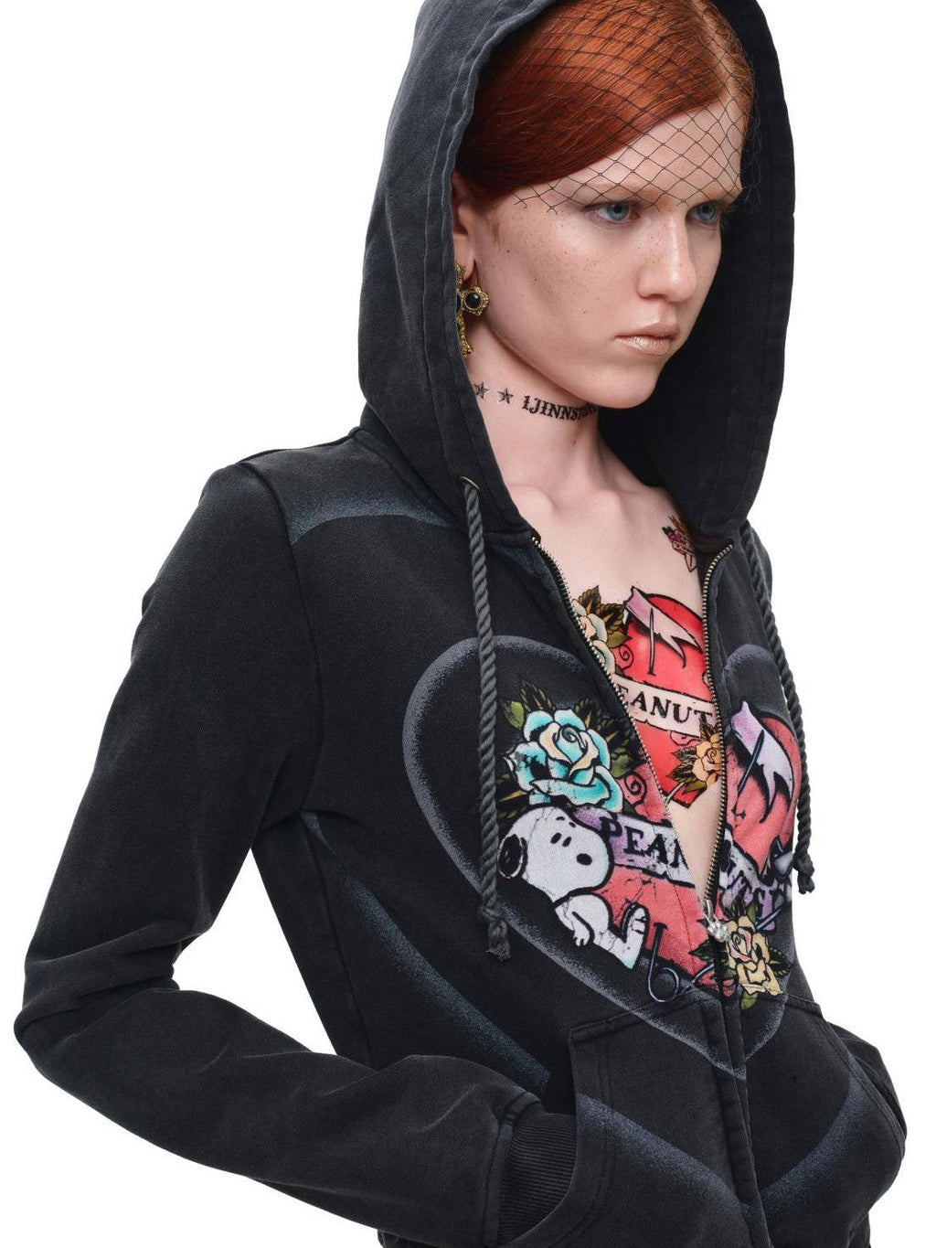 Vintage Retro Washed Allover Graphic Print Women's Zip-up Hoodies