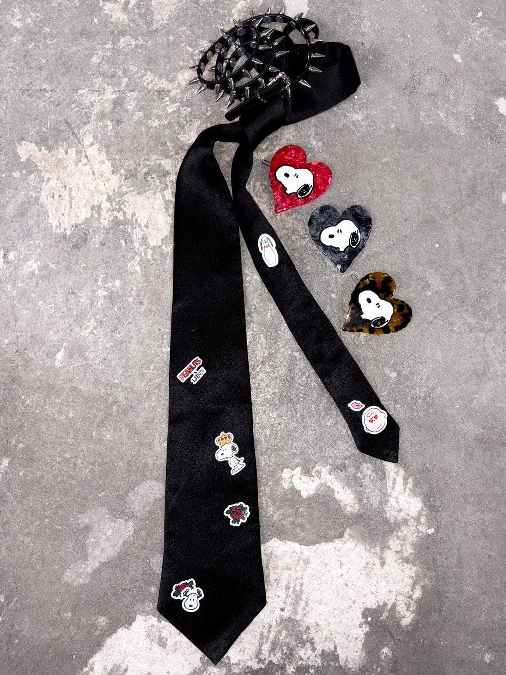 Vintage Sticker Print Designer Aesthetic Two Tone Formal Women's Neckties