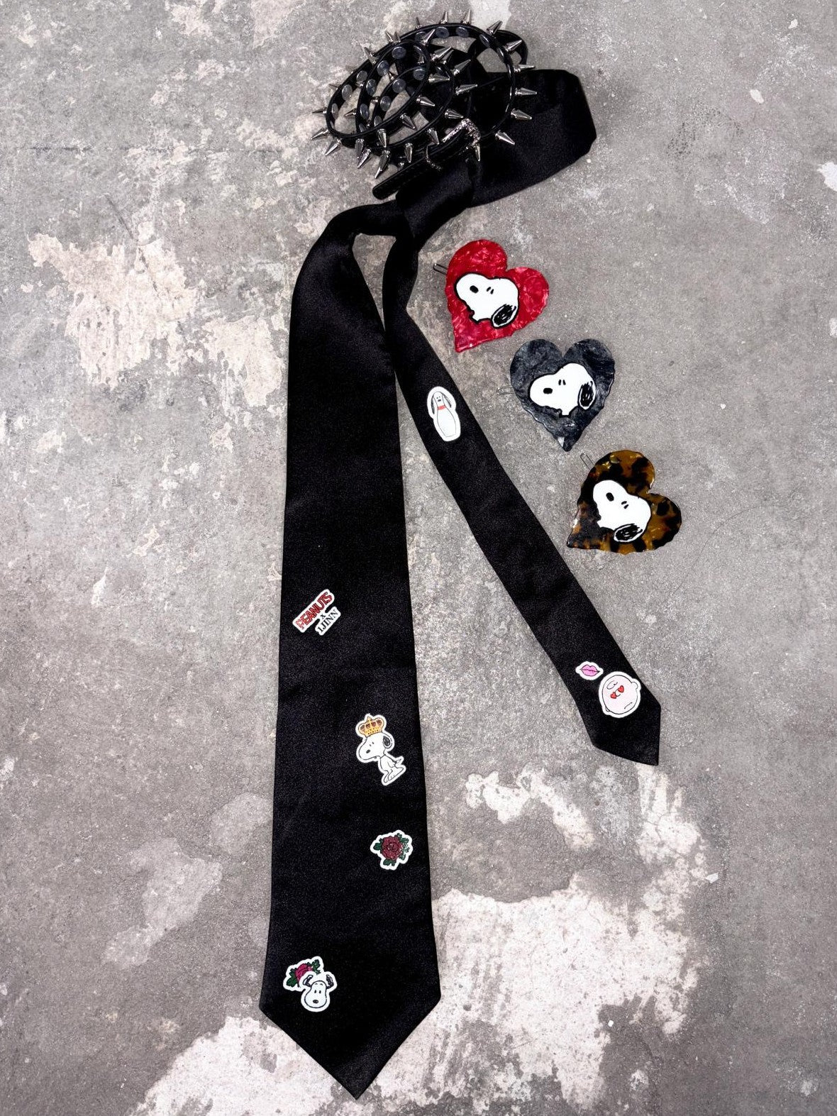 Vintage Sticker Print Designer Aesthetic Two Tone Formal Women's Neckties