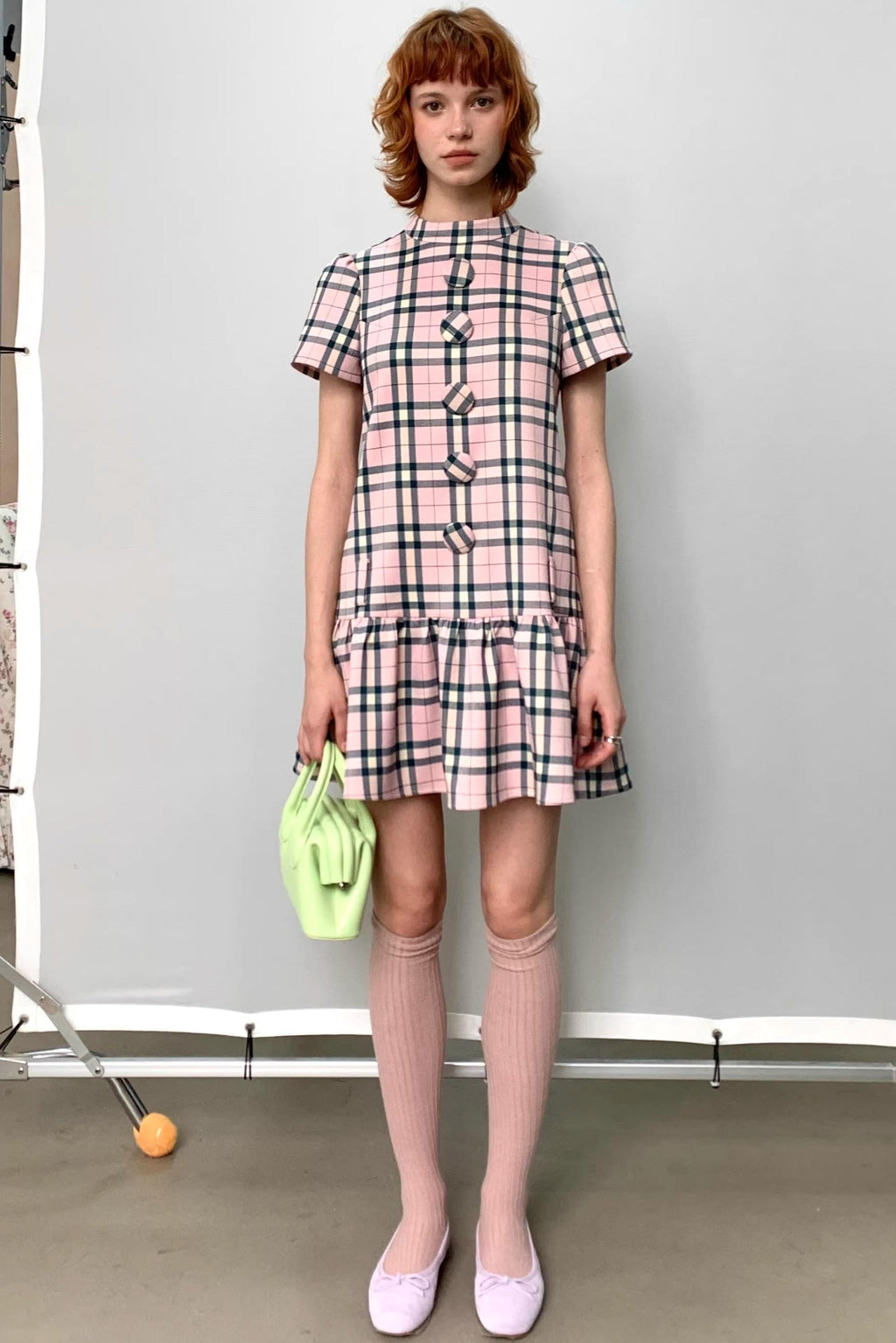 Pink Plaid A-Line Dress