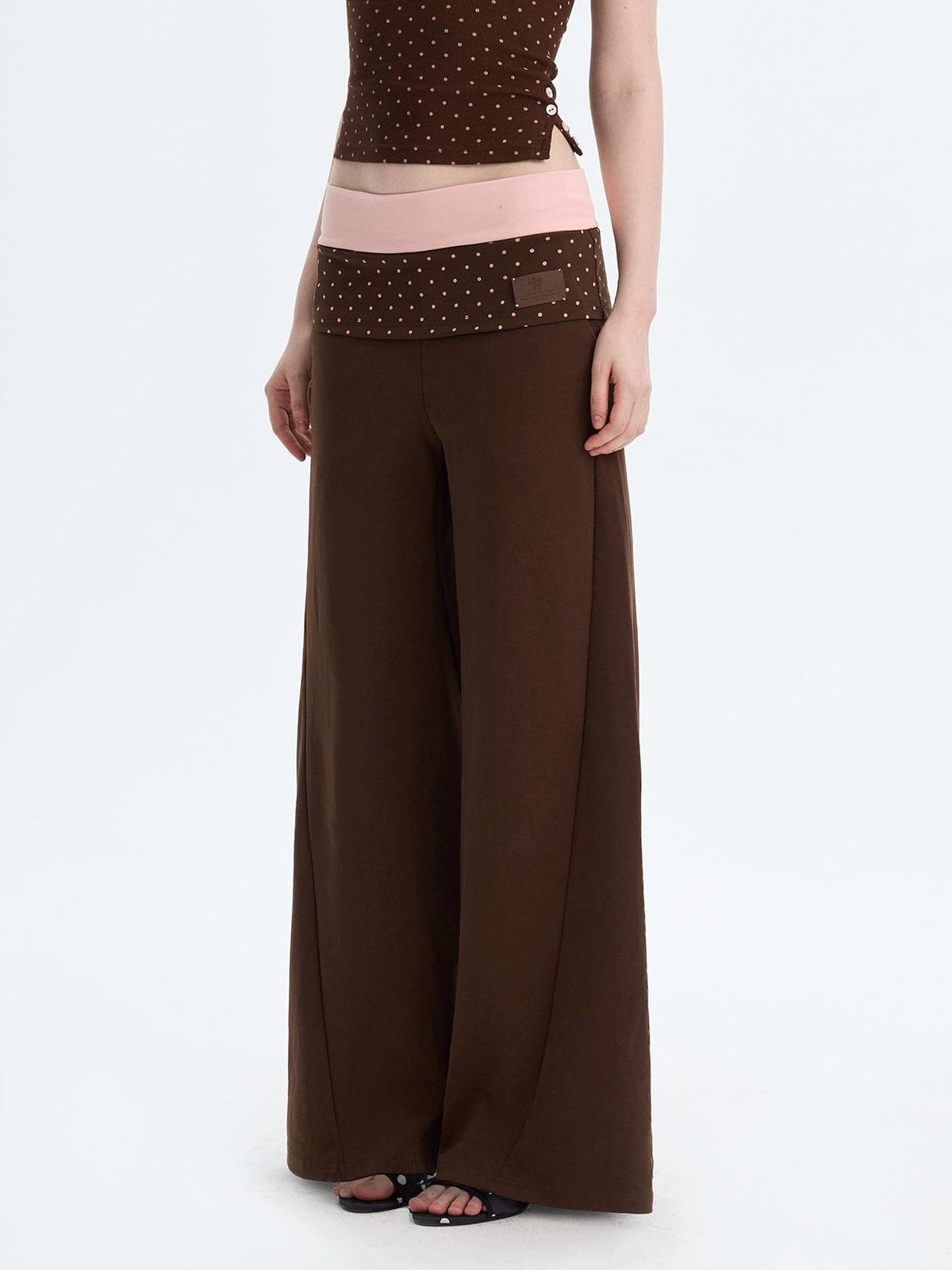Polka Dot Patchwork Three Piece Long Sleeve Women Long Pants Top & Pants Sets