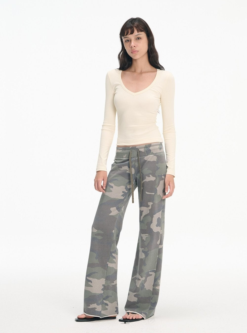 Camouflage Drawstring Flare Pants