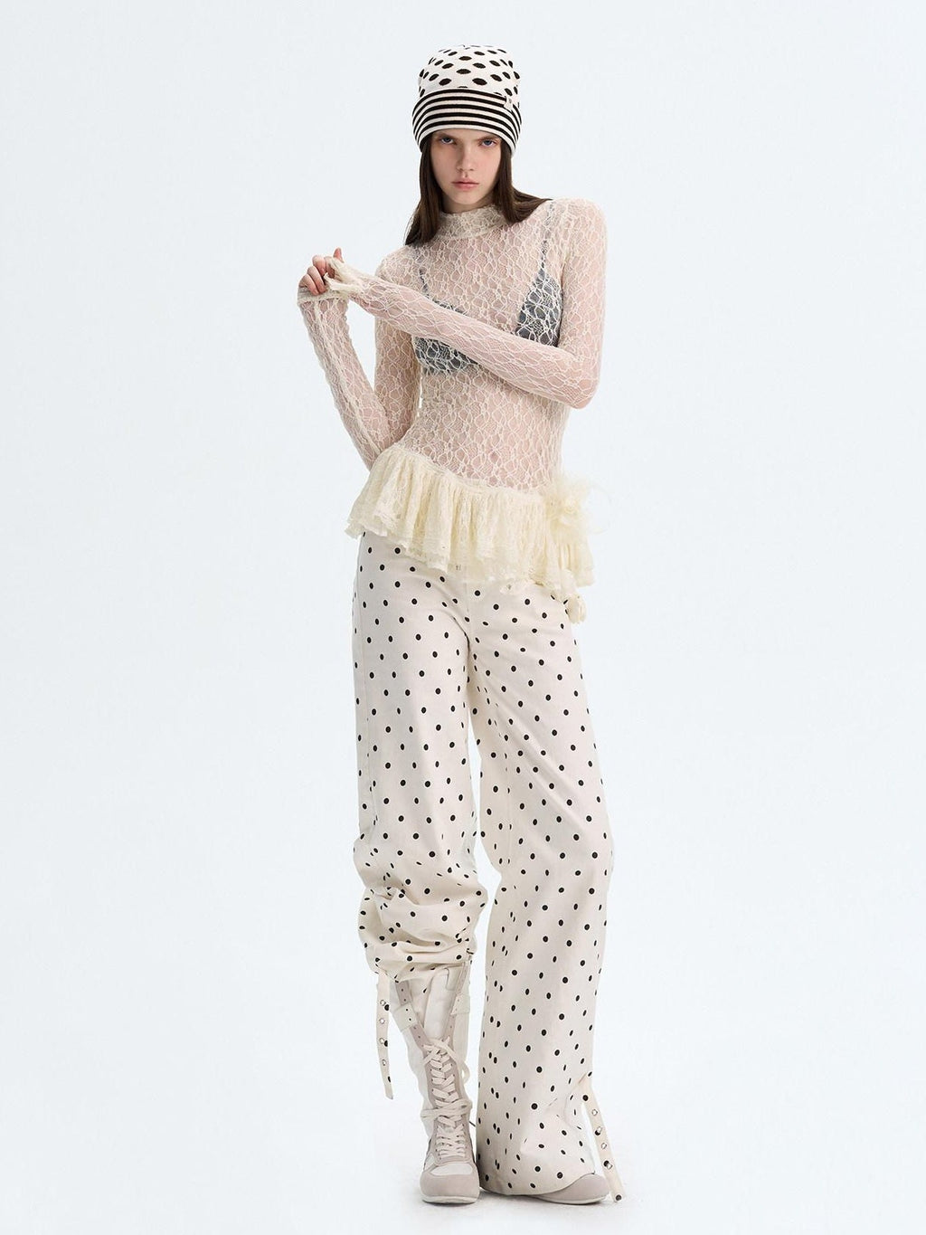 High Stretch Nylon Lace Vintage Slim Layered For Women Long Sleeve Crop Tops