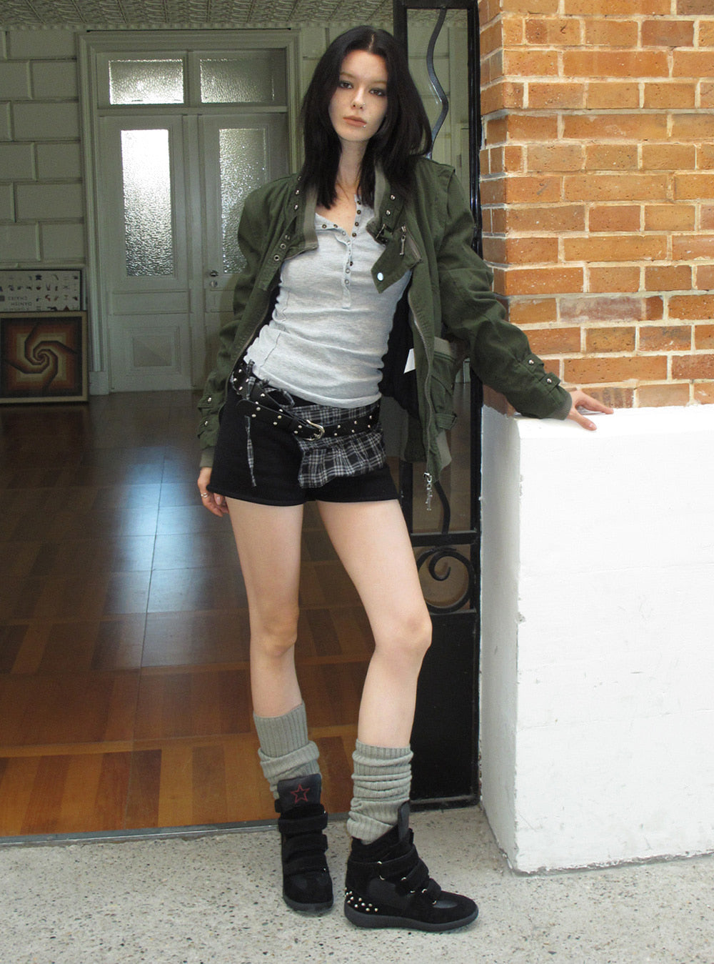 Leather Retro High-Top Sneakers (3color)