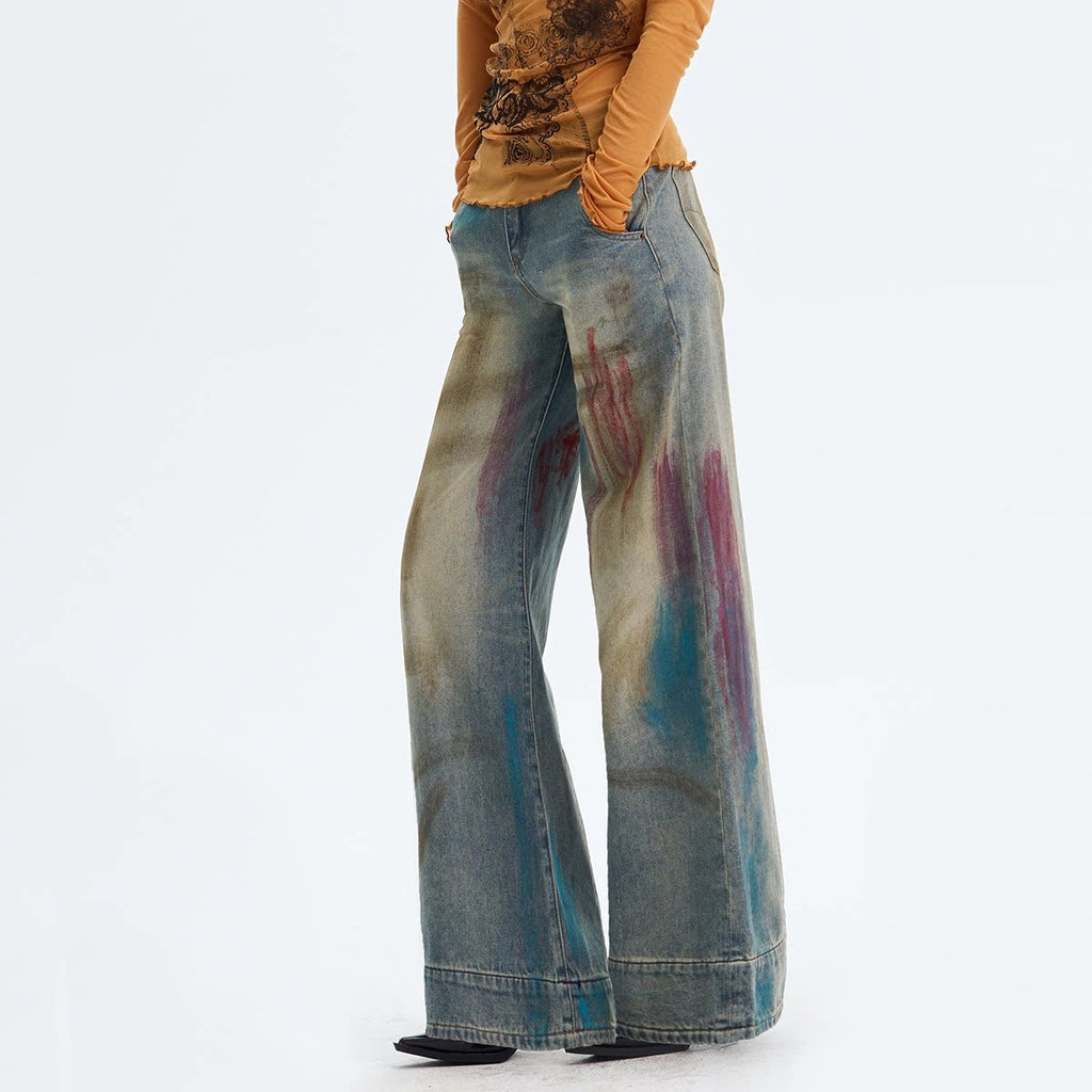 Washed Blue Button Fly Mid Rise Slight Stretch Sexy Straight Leg Jeans