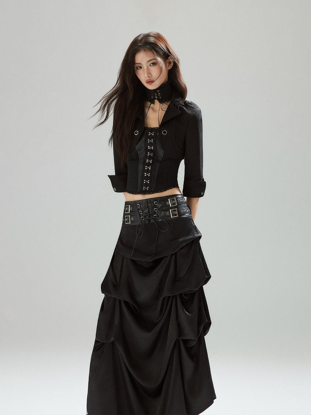 Zipper Slim Fit Cotton Streetwear Black Short No Padding Tube Tops