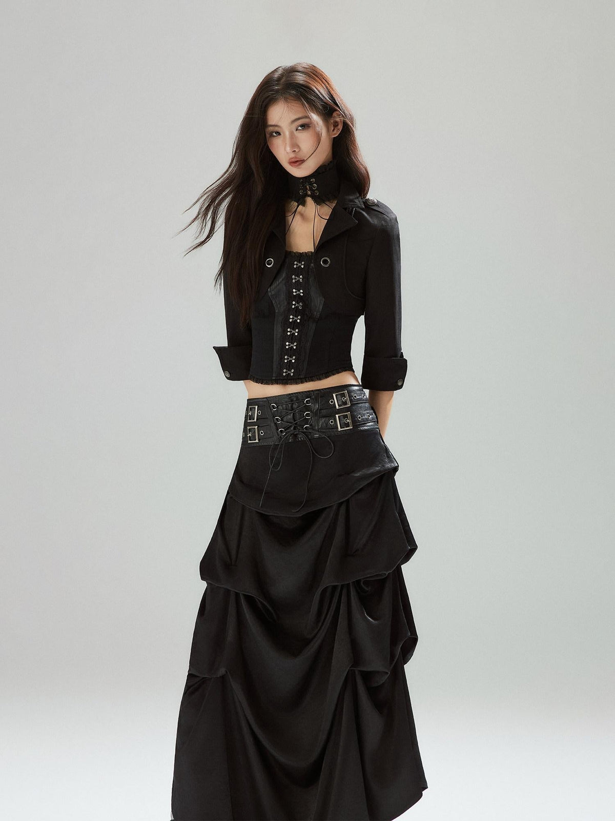 Zipper Slim Fit Cotton Streetwear Black Short No Padding Tube Tops