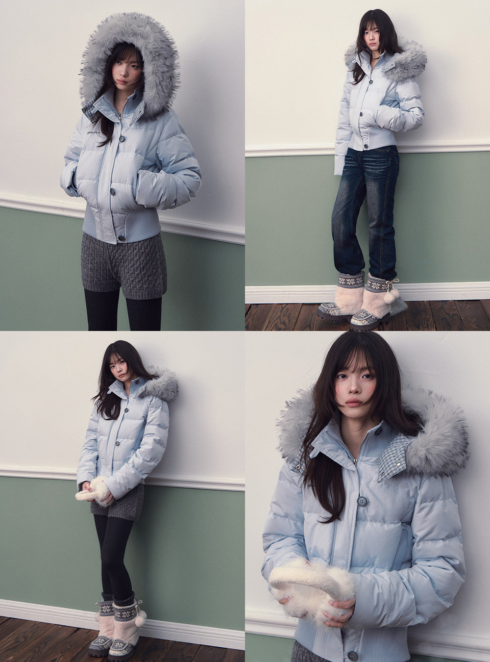 Glacier Blue Urban Hood Down Jacket