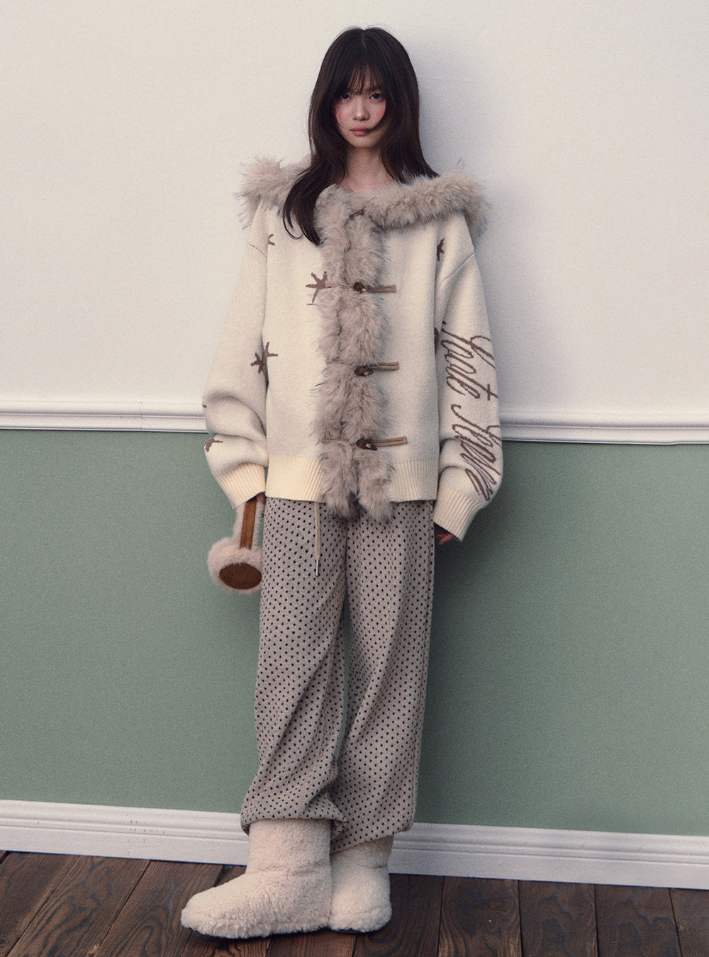 Star Jacquard Hooded Knit Cardigan (2color)