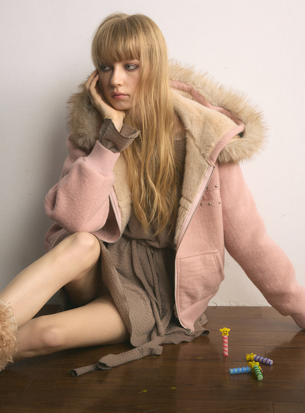 Soft Mist Wool Hooded Jacket