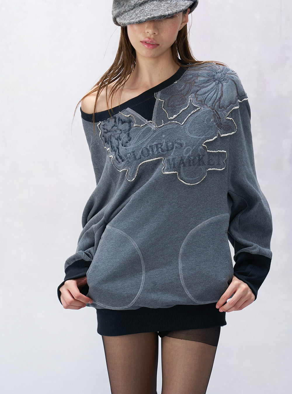 Off Shoulder Letter Sweatshirt