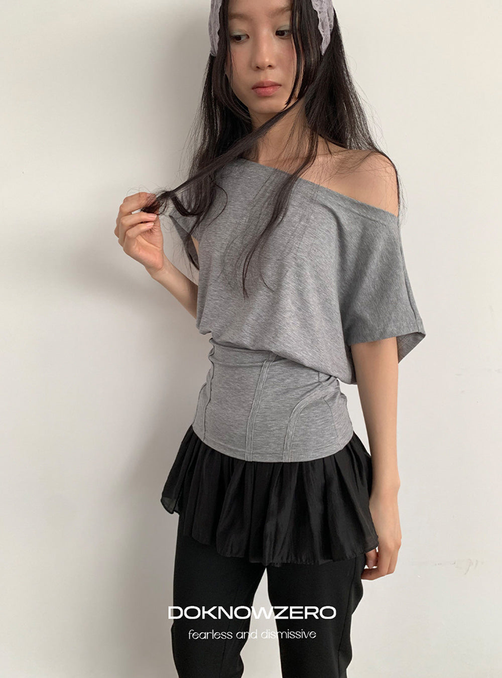 Mint Charcoal Off-Shoulder Top (2color)