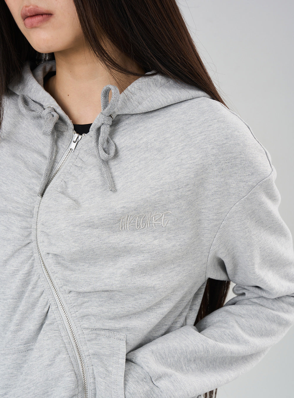 Cropped Shirred Hoodie