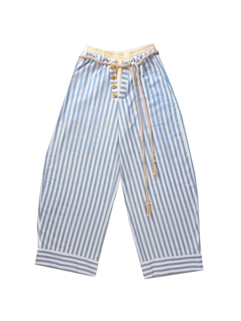 Comfort Commuter Striped Pocket Natural Waist Cotton Blend Girls Wide Leg Pants