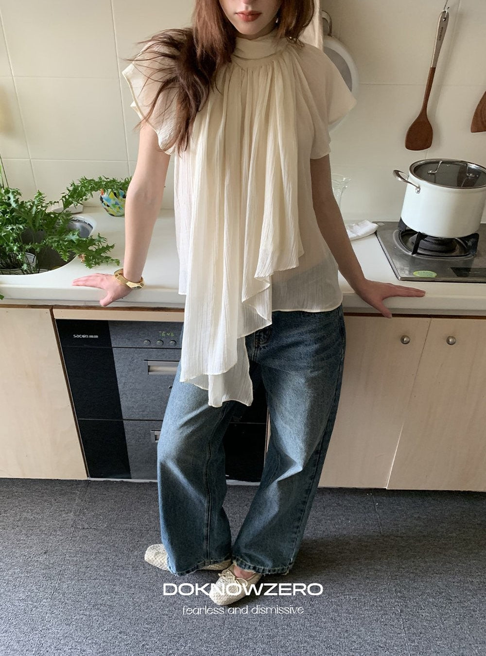 Layered Tie Neck Top