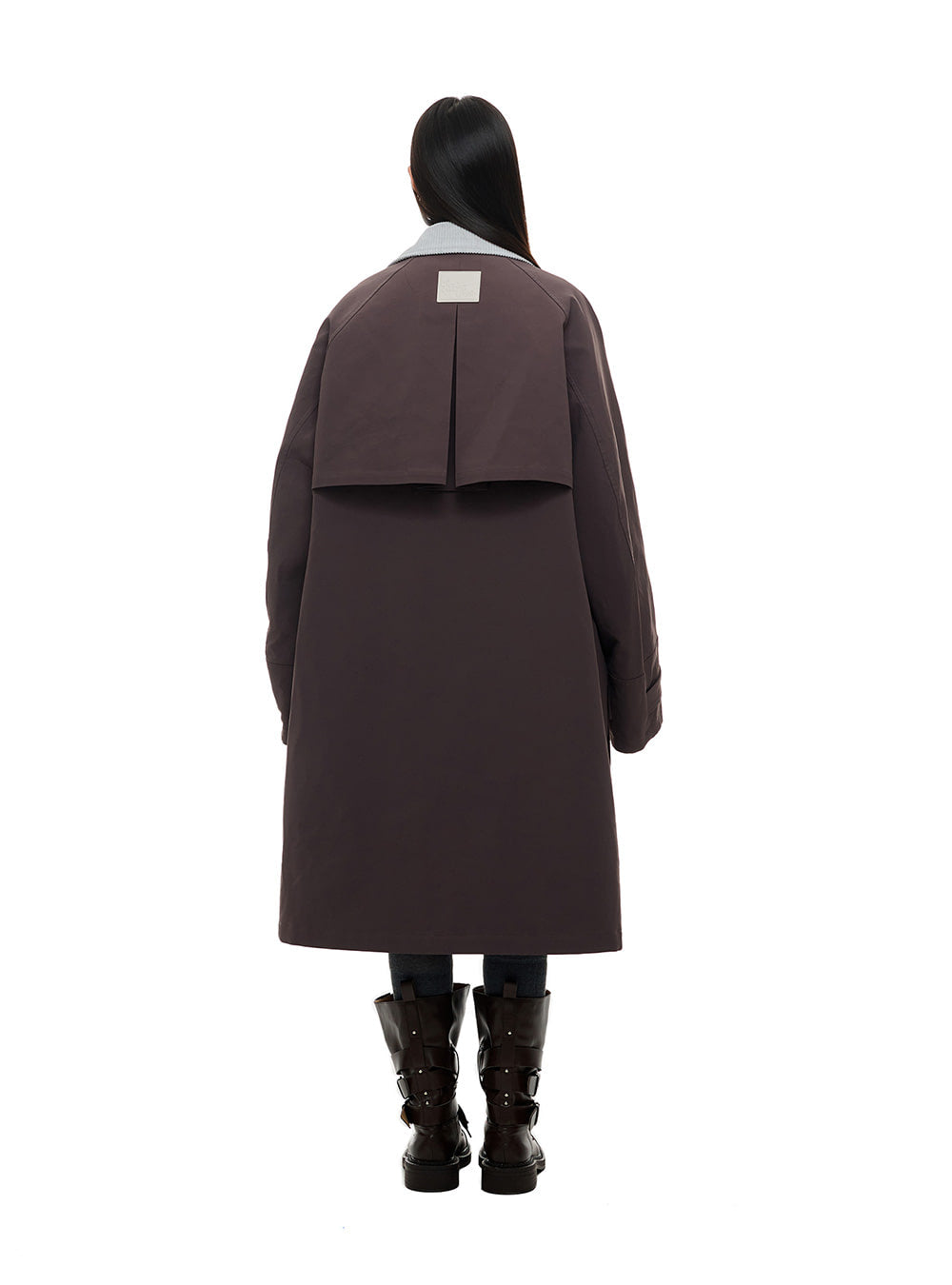 Corduroy-Trimmed Long Winter Coat