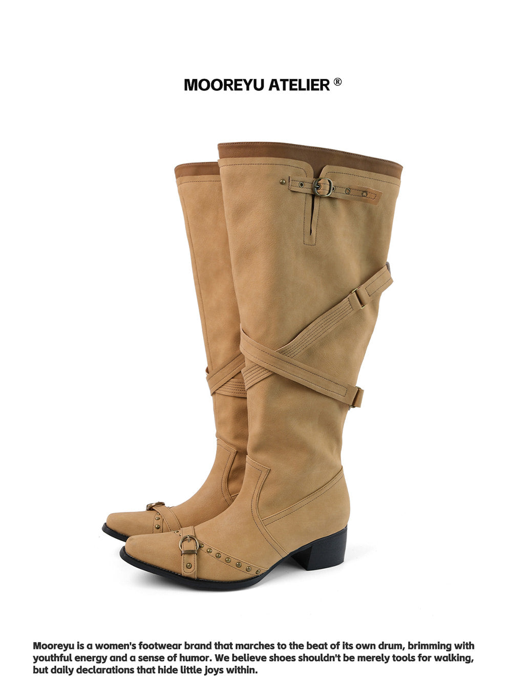 Smoky Rebel Way Strap Stud Rider Boots