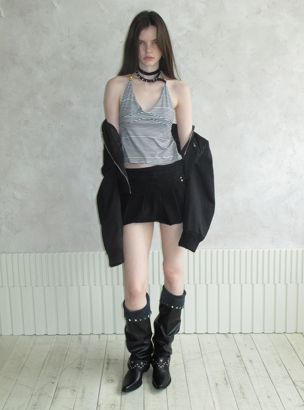 Urban Stacked Black Leather Boots