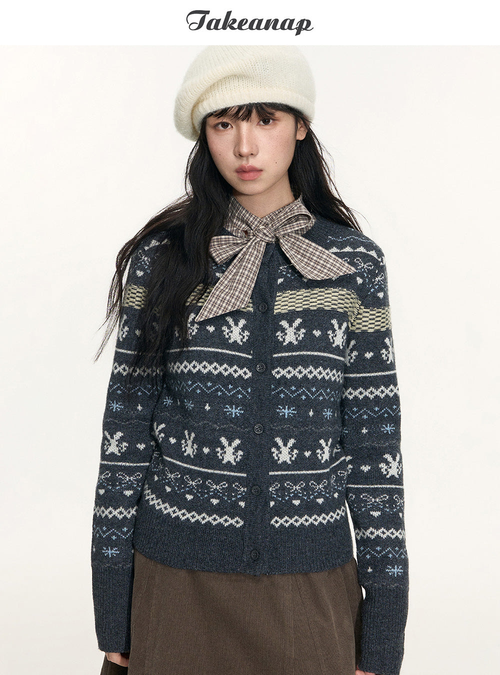 Nordic Bow Knit Cardigan