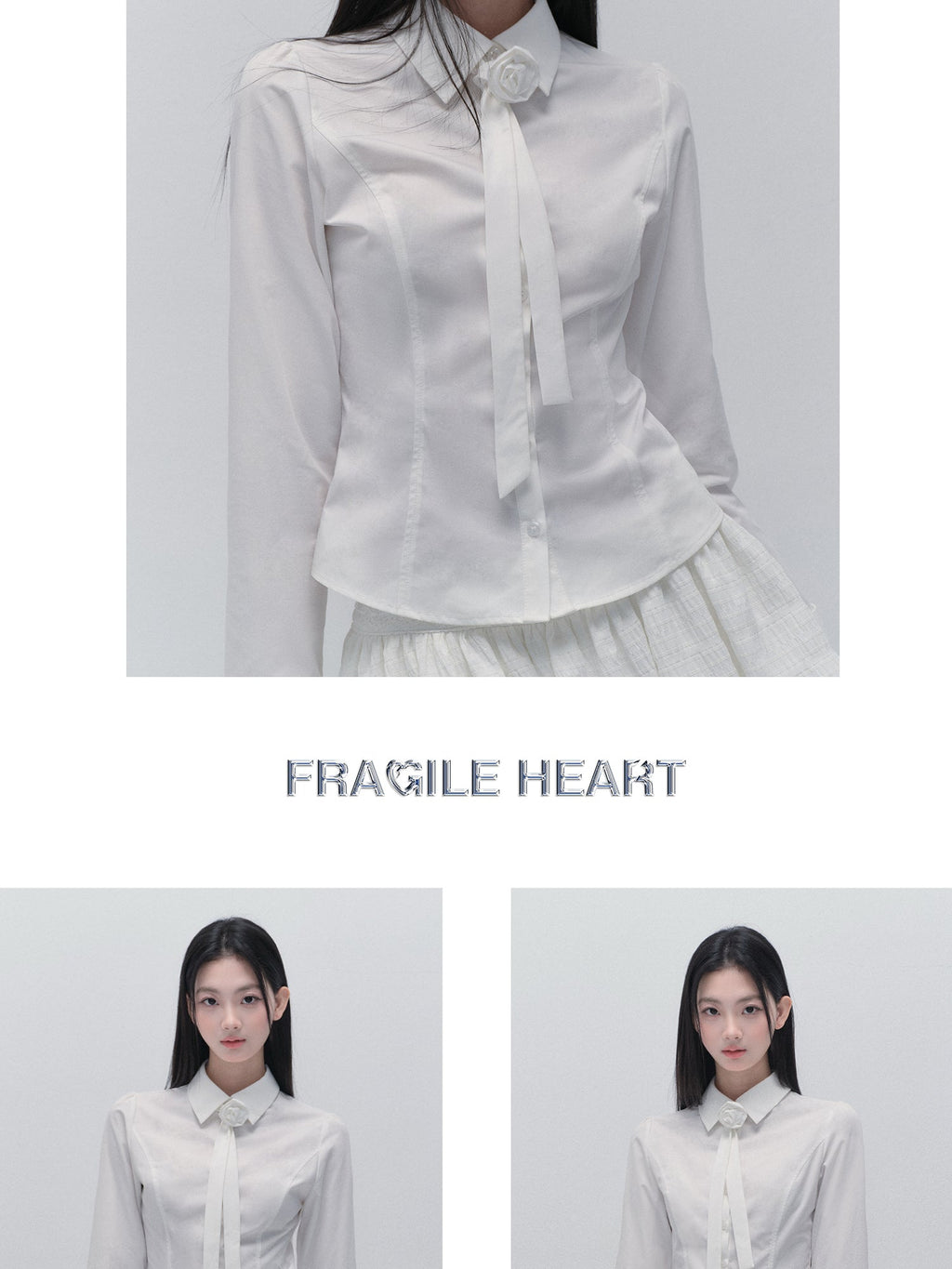Tailored Shirt With Removable Rose Tie And Skirt