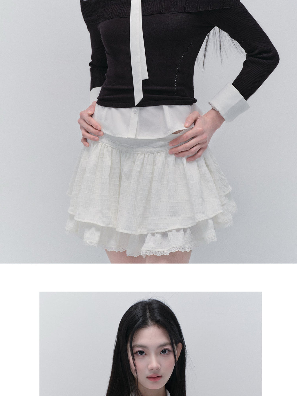Tailored Shirt With Removable Rose Tie And Skirt