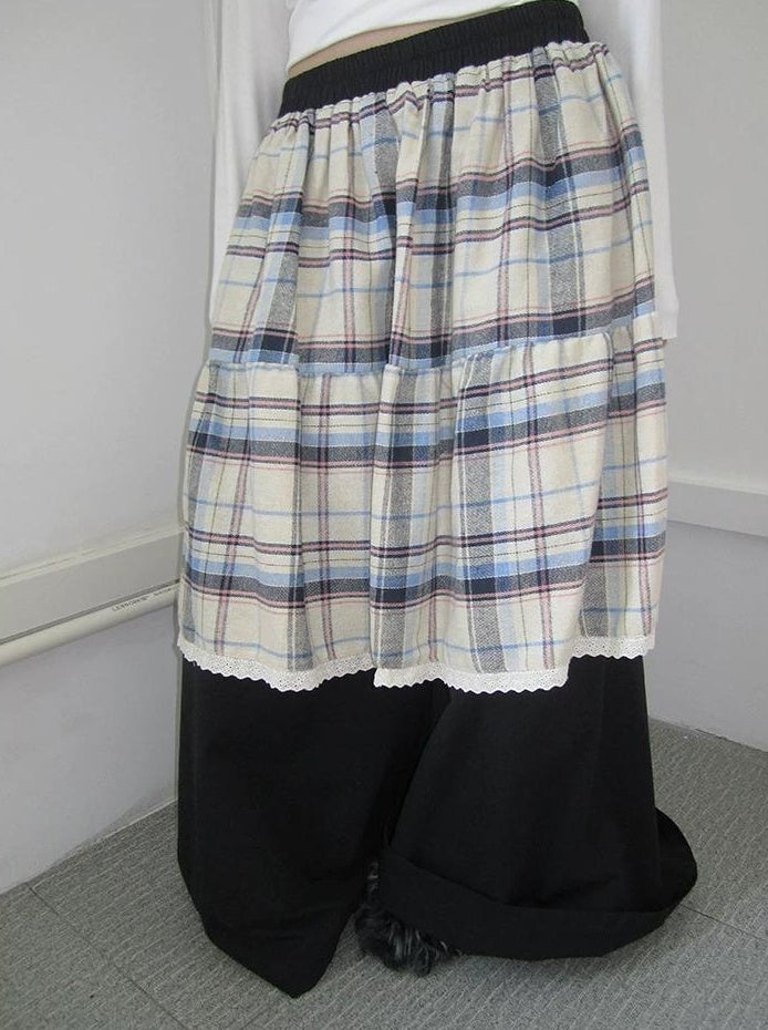 3months |  RETRO PLAID SPLICING PANTS【ID:TN00020】