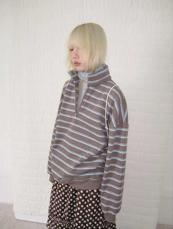 3months | RETRO STRIPED BOA SWEATER【ID:TN00065】