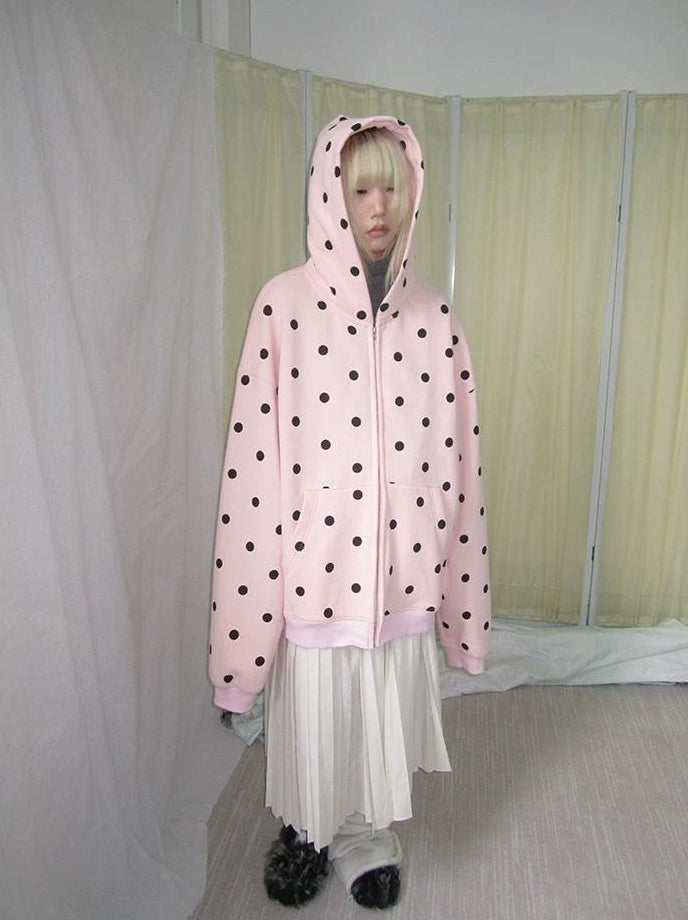 3months | POLKA DOT BOA HOODIE JACKET【ID:TN00060】