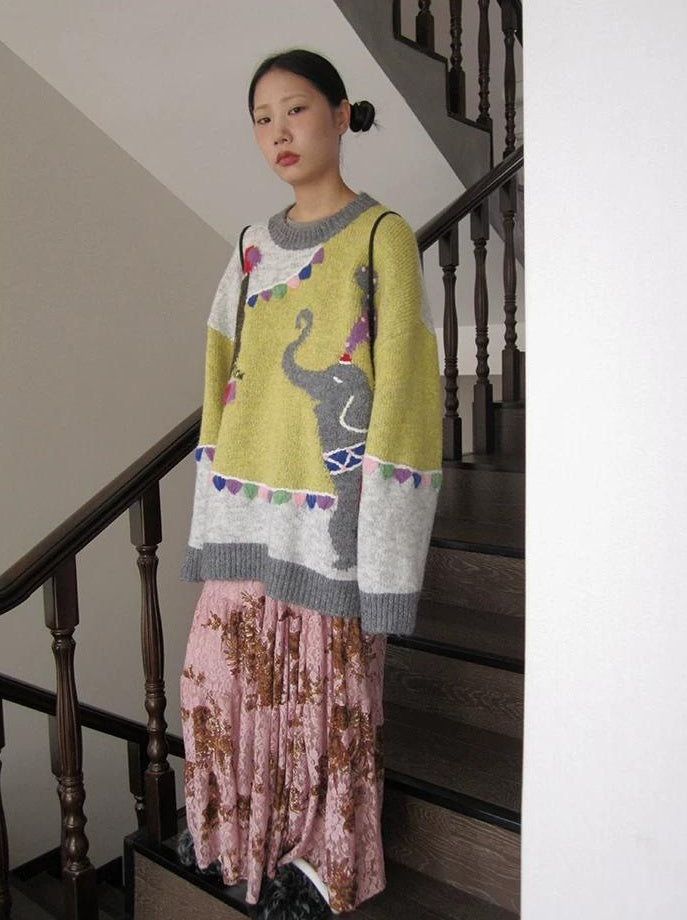3months | RETRO FLOCKING PRINT SKIRT【ID:TN00047】