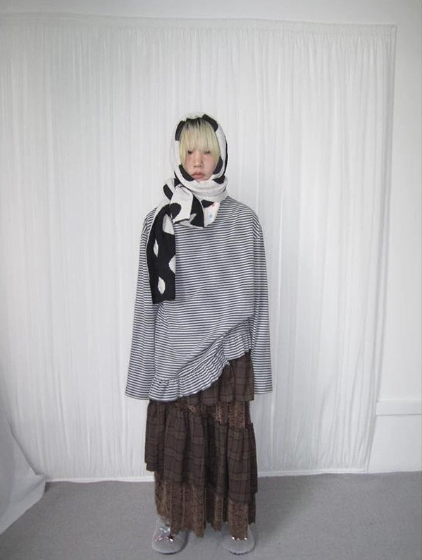3months | SOFT STRIPED RUFFLED SWEATER【ID:TN00038】