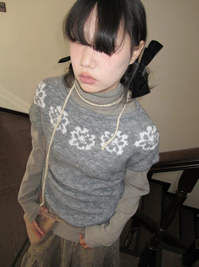 3months | VINTAGE GRAY KNIT SWEATER【ID:TN00044】