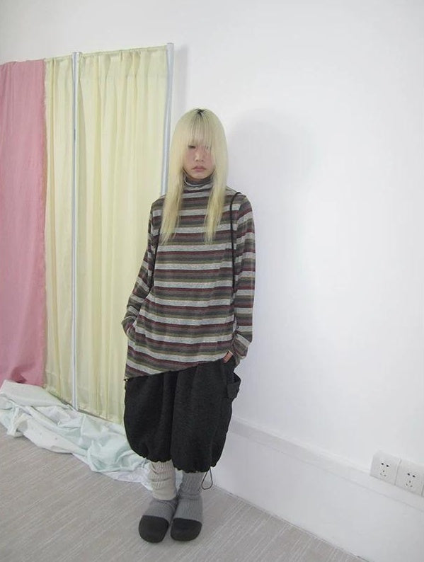3months | HIGH NECK STRIPED TOP【ID:TN00052】