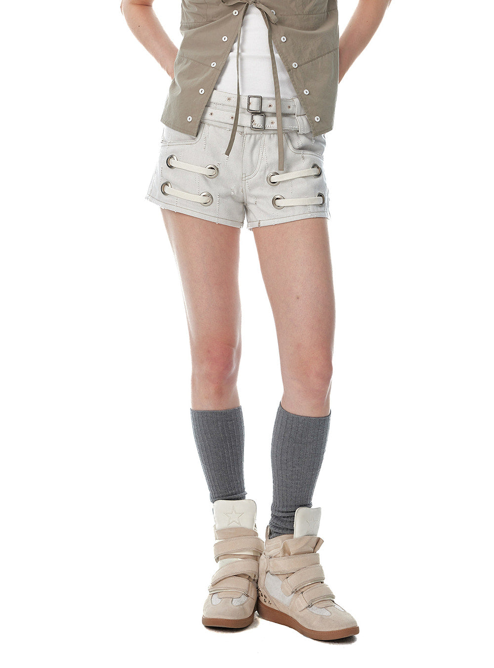 Grommet Strap Shorts (2color)
