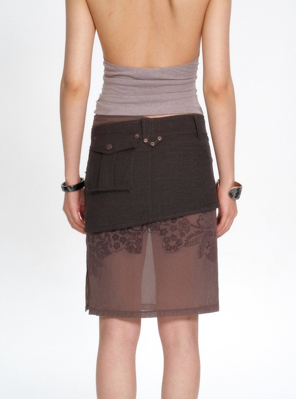 Flare Mesh Embroidered Skirt