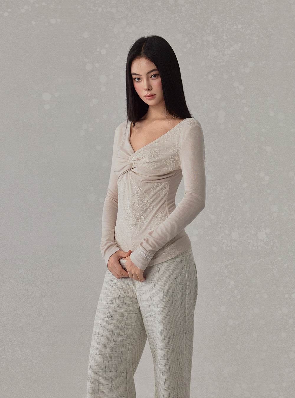 Twist Lace V-Neck Top