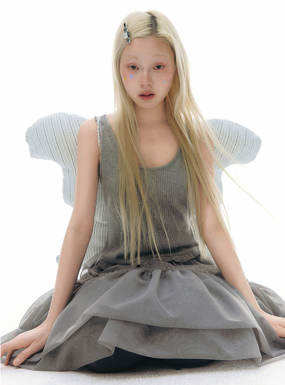 Ribbed Layered Tulle Dress (2color)