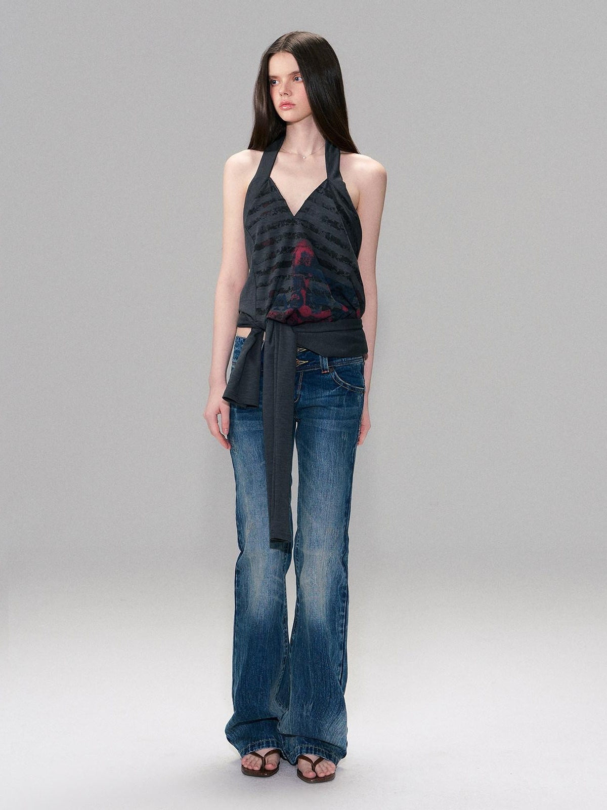 Slight Stretch Low Rise Slim Cotton Casual Women Deep Blue Straight Leg Jeans