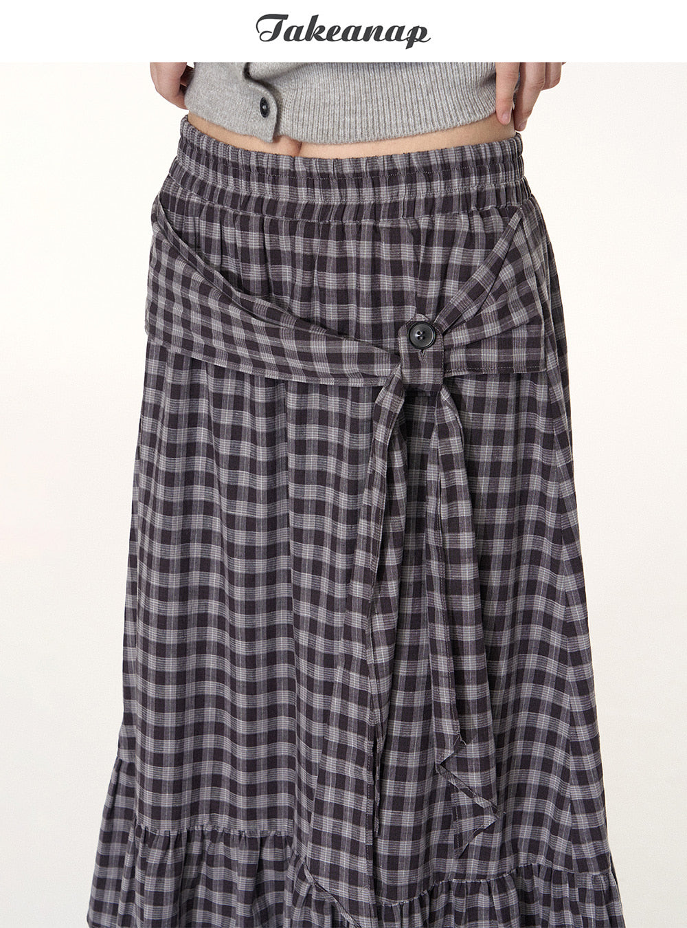 Rustic Plaid Wrap Maxi Skirt