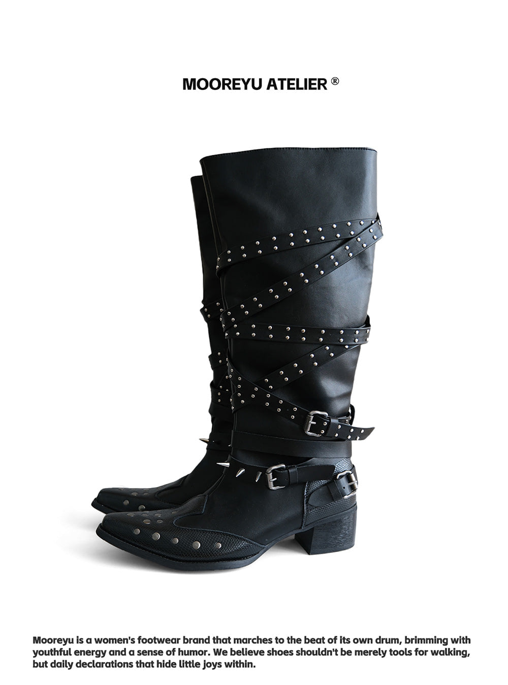 Western Rider High-Heel Leather Boots