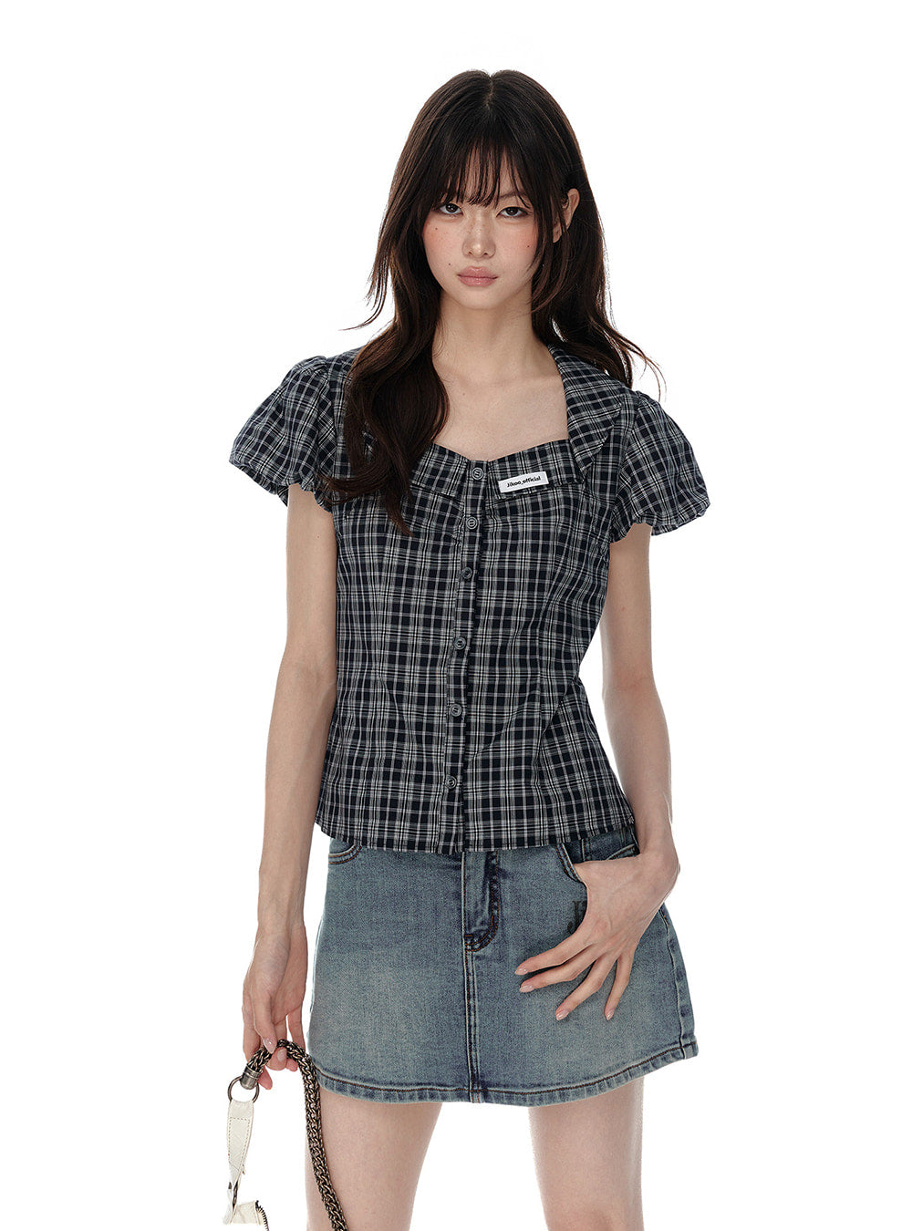 Orchard Puff Check Blouse (3color)