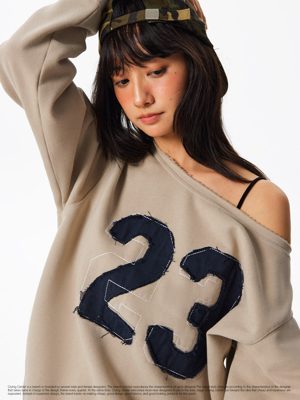 CryingCenter Numbered Off-Shoulder Sweatshirt