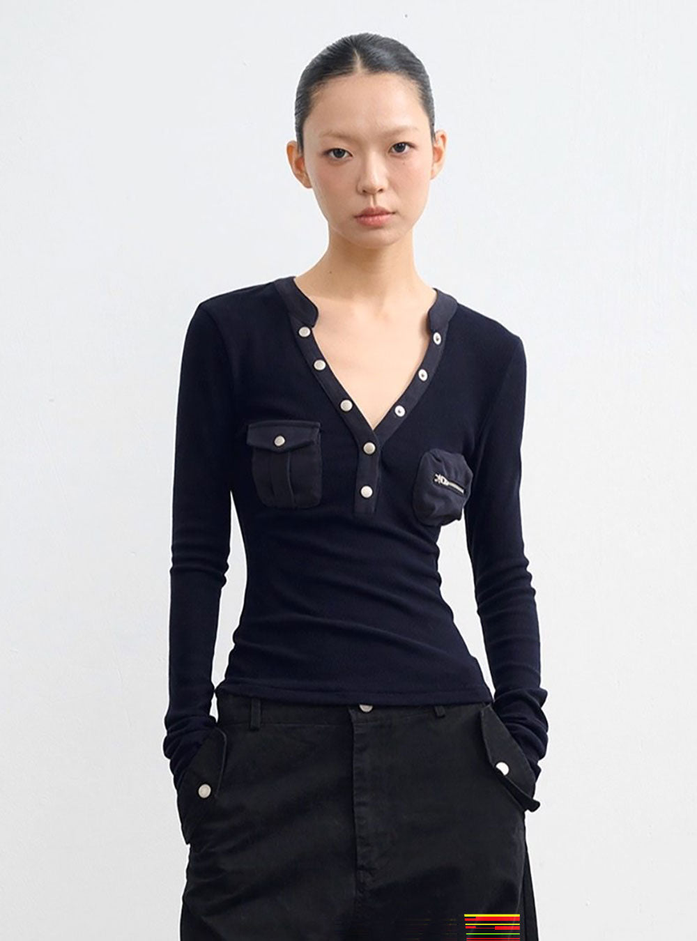 Slim V-Neck Base Top (2color)