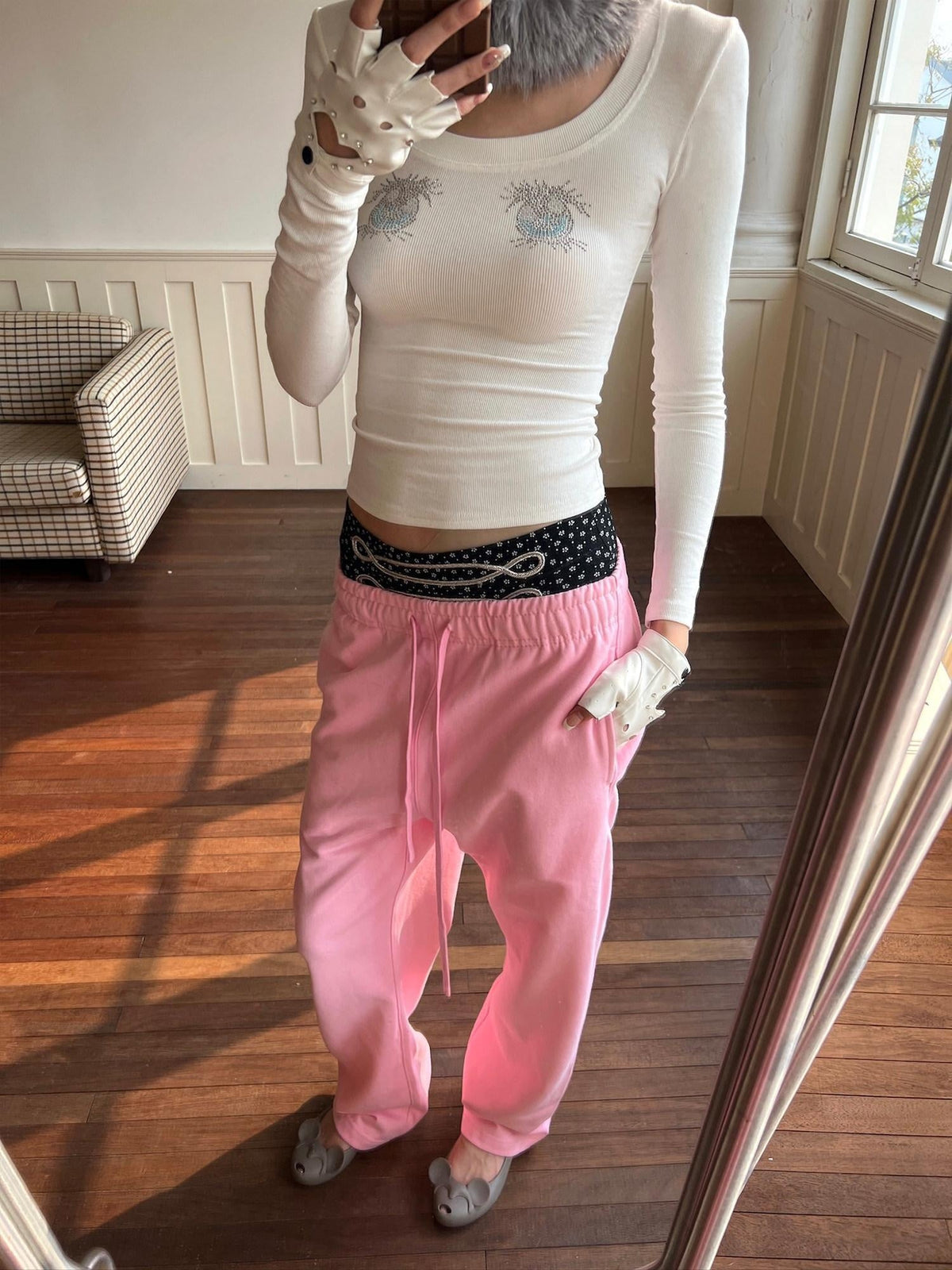 100 Percent Cotton Soft Comfort Casual Natural Waist Unisex Pink Straight Pants