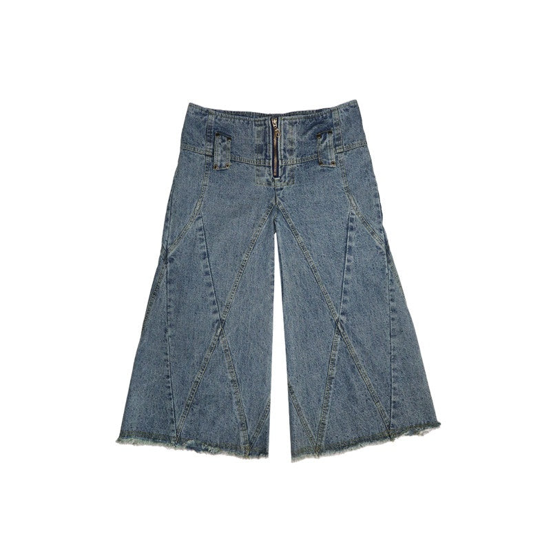 Trendy Low Rise Rigid Denim Fitted Waist Unisex Classic Wide Leg Jeans
