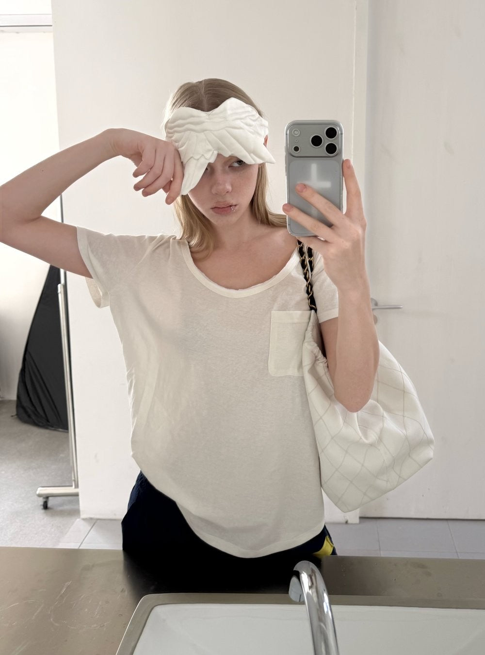 White Linen Pocket Top