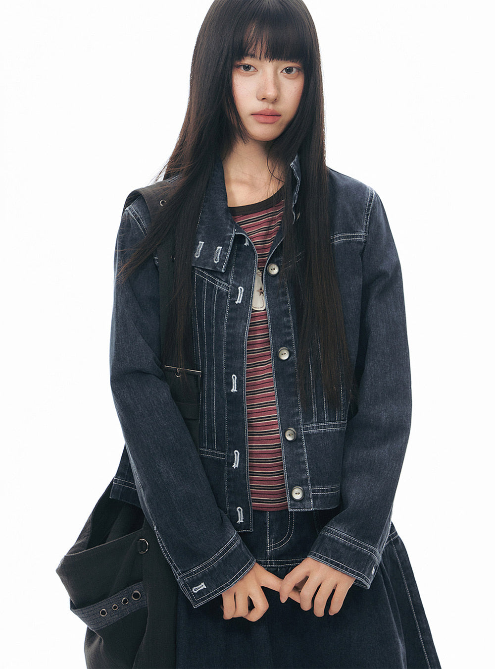 Retro Line Denim Jacket (2color)