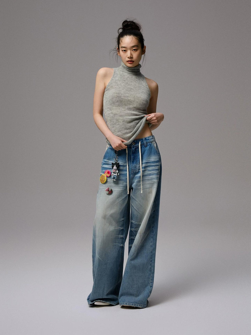 1JINN STUDIO | HIGH NECK MOHAIR KNIT TOP【ID:TN00069】