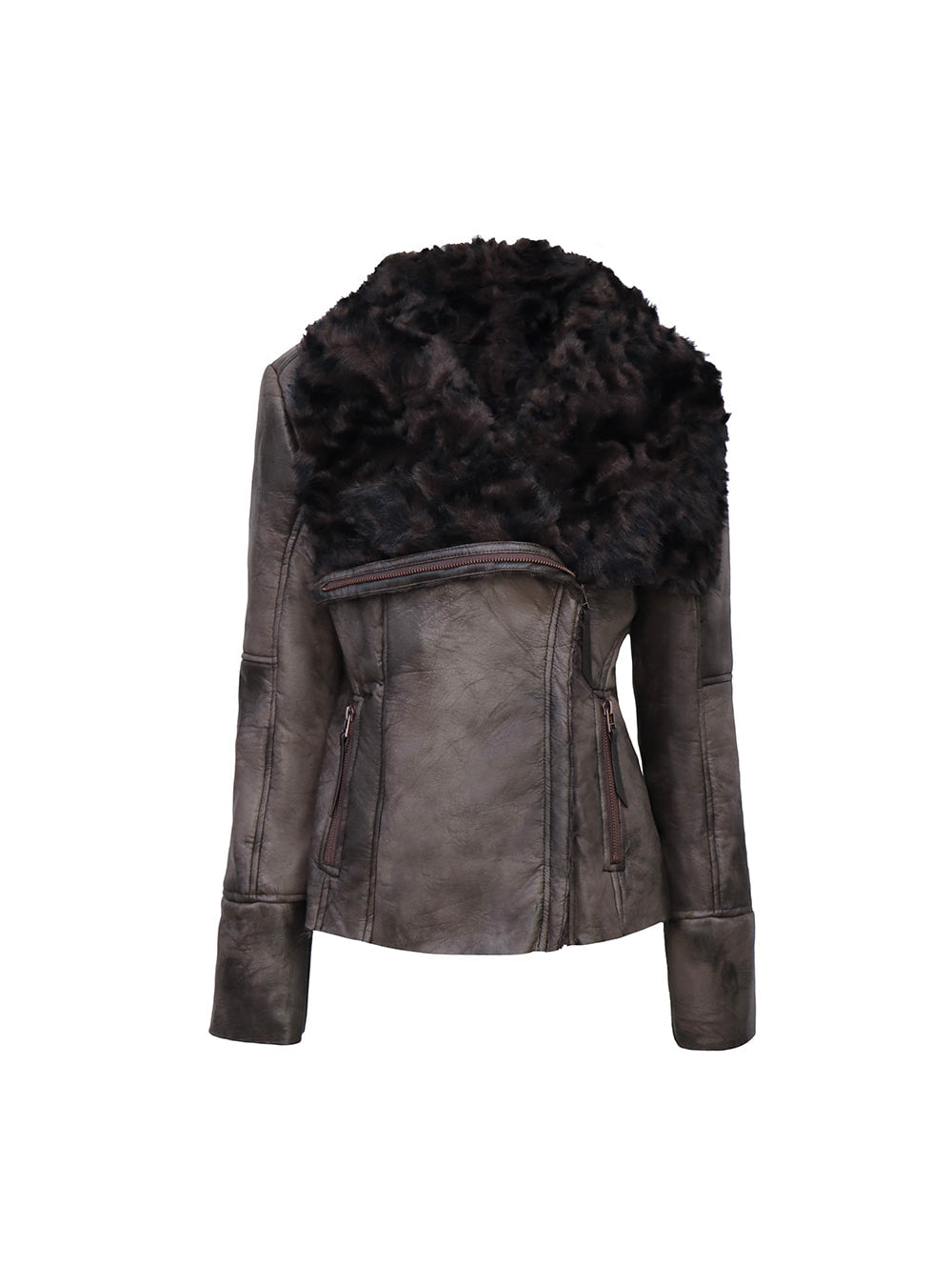 Camel Color Lamb Wool Big Collar Jacket