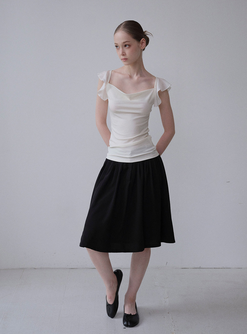 Noir Flow Pleated Skirt