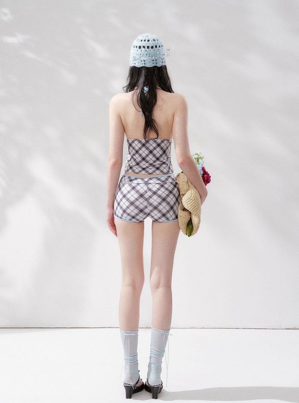 Plaid Edge Halter Swim Set (2Piece)
